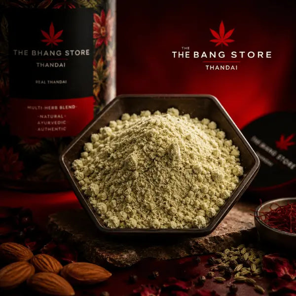 Premium Bhang Thandai Powder by The Bhang Store with Traditional Ayurvedic Ingredients and Rich Herbal Blend
